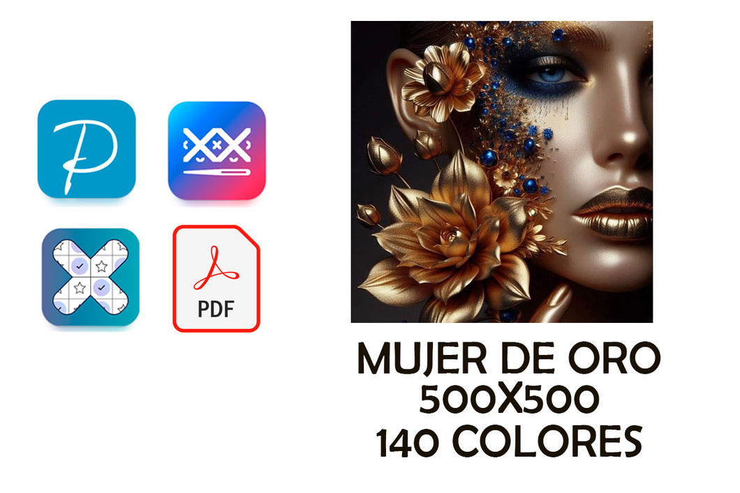 Patrón de punto de cruz MUJER DE ORO